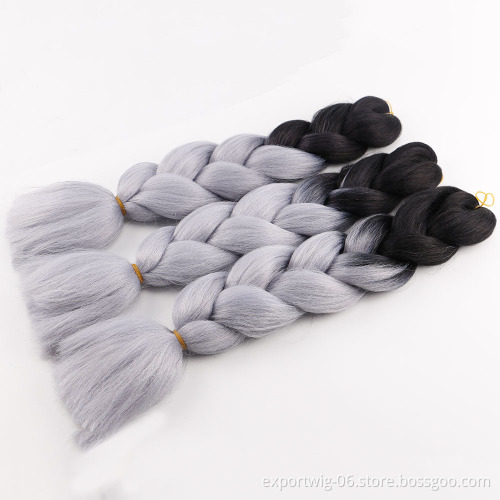 Wholesale 24Inch 100Gram Jumbo Braids Hair Synthetic Hair Extension High Quality Ombre Jumbo Synthetic Braiding Hair Extension